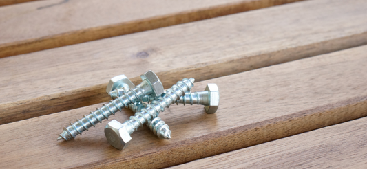 Heavy-duty structural screws on decking planks