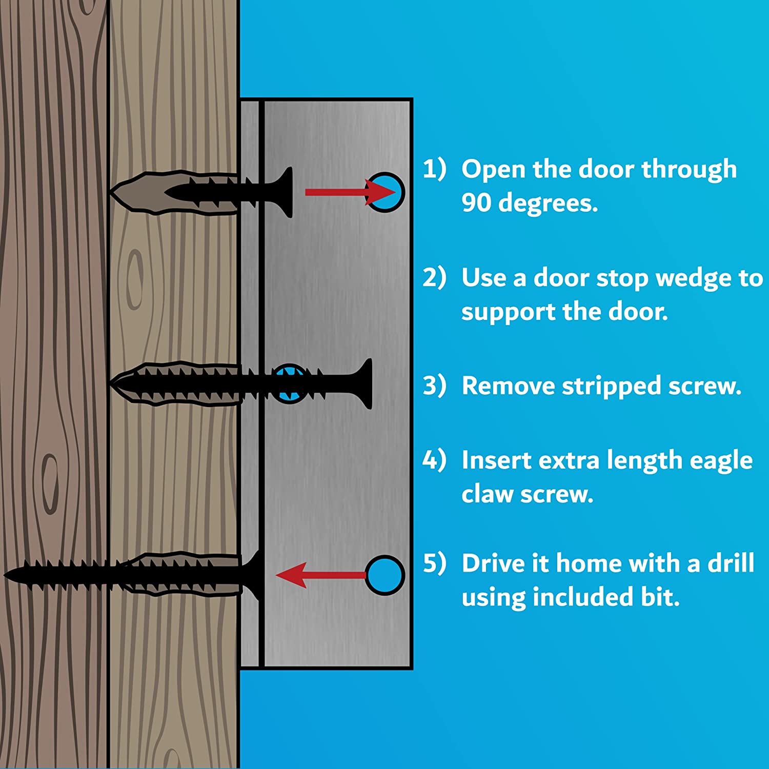 door hinge repair screws